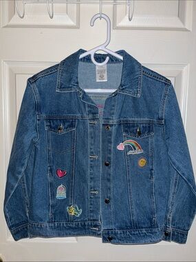 Disney Girls' Denim Jacket with Fun Patch Accents